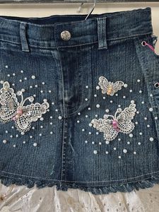 Denim Butterfly Mini Skirt