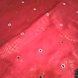Red Party Wear Heavy Saree Blouse Petticoat Set
