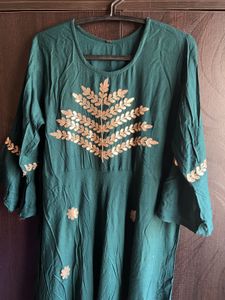 Elegant Green Embroidered Kurta Gown