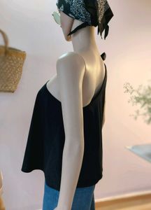 Thrifted One-Shoulder Side Tie Flared Top