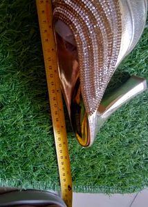 Gold Heels with Rhinestones