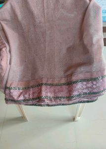 mauve net saree with attractive border