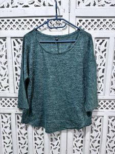 🎀Green Knit Three Quarter Sleeve Top C