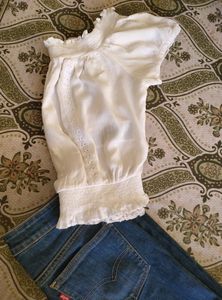 Off Shoulder Coquette Top Cream