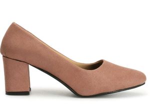 Suede Block Heel Pumps