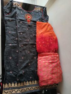 Grey Embroidered Kurta Set