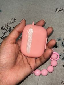 Cute Peach Dip AirPod Pro Case With Beads Charm