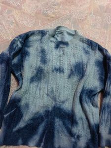 Oversized Cozy Blue Cable Knit Sweater (Women's)