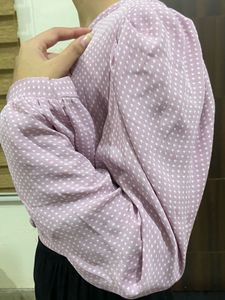Lilac Polka Dot Long Sleeve Top