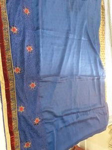 Blue Khakhi Gorgeous Saree
