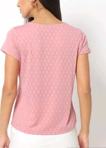 Dusty Rose Eyelet Short Sleeve Top