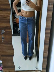 Blue Denim Straight Leg Jeans