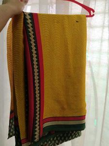 Crepe Yellow Saree