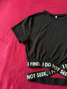 Designer Waist Black Crop Top