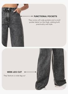 Gray Wash Wide Leg Jeans