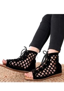 Stylish Black Peep-Toe Gladiator Sandals