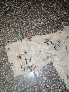 Cream Print Suit Set With Dupatta