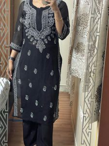 Black Embroidered Kurta  – Used, Half Price