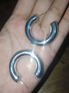 Silver Chunky Hoop Earrings