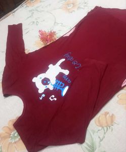Maroon &#39;Have A Nice Day&#39; Tunic