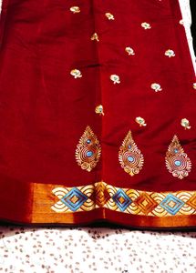 Elegant Maroon silk Embroidered Saree