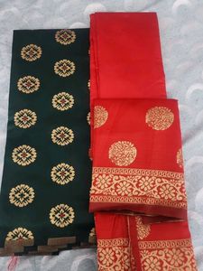 Red & Green Dress Material