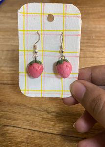 set of 2 Strawberry Dangle Earrings
