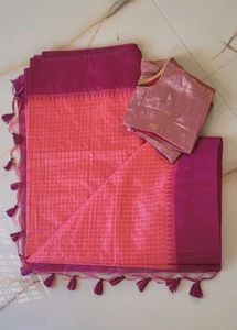 Peach Saree With Blouse