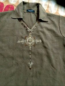 Beautiful Embroidered Top/Shirt With Collar