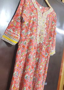 Pink Anarkali Kurti Floral Printed For 42 Bust