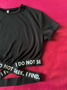 Designer Waist Black Crop Top