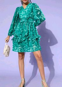 Chic Green Printed Dress