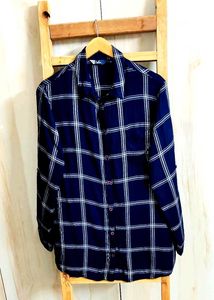 Blue Plaid Flannel Shirt Size-44