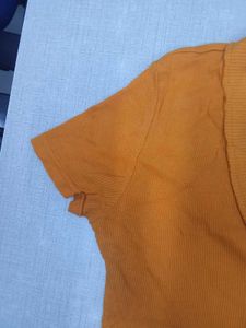 ZARA Orange V-Neck Tee