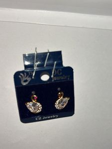 CZ Swan Earrings