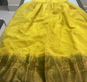 Yellow Checks Full Length Frock