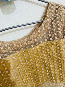 Golden Net Shimry Short Kurti