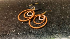Brown silk thread hanging earrings