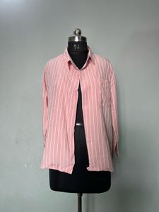 Pink Striped Oversized Shirt