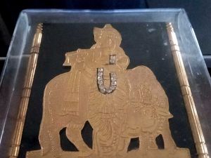 Krishna on Nandi Gold Plated Art