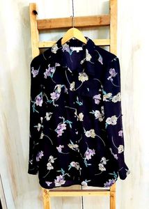 Black Floral Design Shirt Size-38