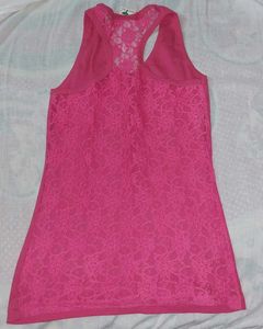 Pink Tank Top with Lace Back