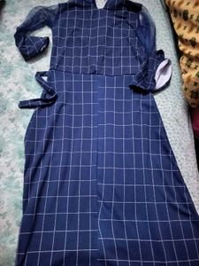 Blue Grid Midi Dress