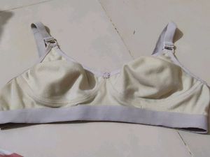 Cotton Material Cream Bra
