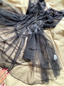 Black Lace &amp; Mesh Babydoll Lingerie