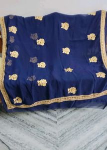 Elegant Blue Floral Saree