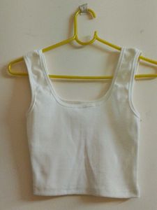 White Ribbed Tank Top
