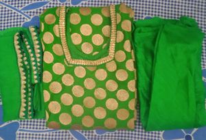 Green &amp; Gold Polka Dot Kurta