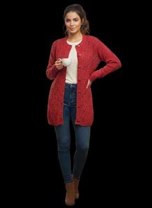 Elegant Red Cardigan with Embellishments