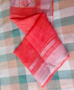Pure Linen Pattu Saree